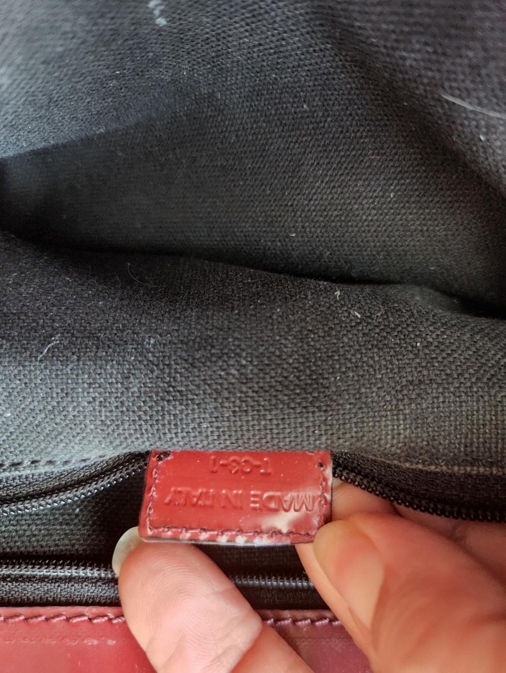 Classic Check Canvas Tote Bag with Burgundy Handles - Picture 11 of 11